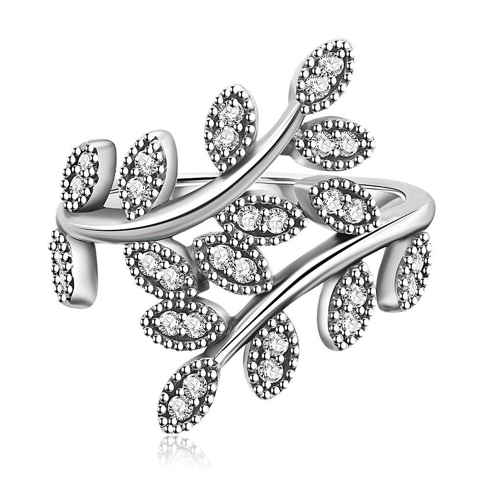 925 Sterling Silver Shimmering Leaves Ring